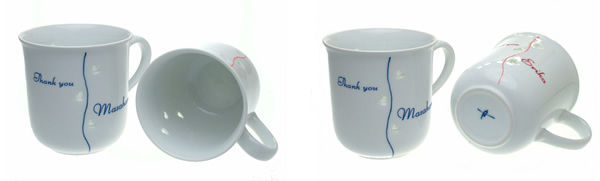 【名前入りマグカップ】有田焼　水晶彫ハートライン　コーヒーカップ　230mlの写真